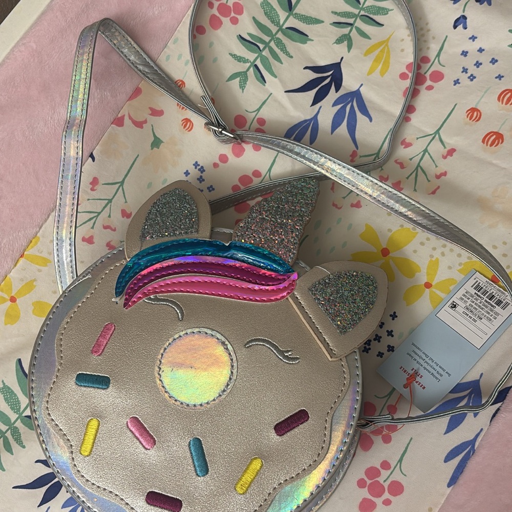 2/$25 Cat & Jack Silver Unicorn Donut Bag
